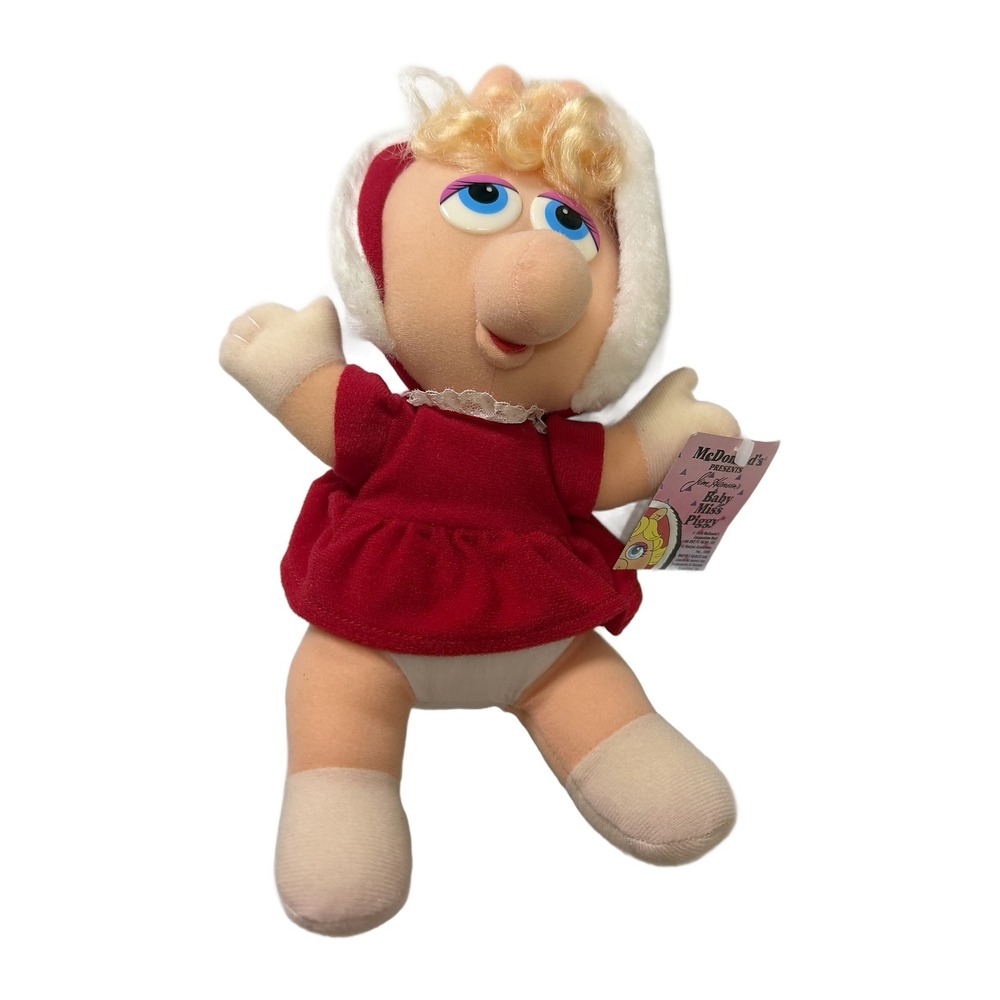 Vintage 1988 McDonalds Muppet Babies Baby Miss Piggy Plush Red Outfit With Tag